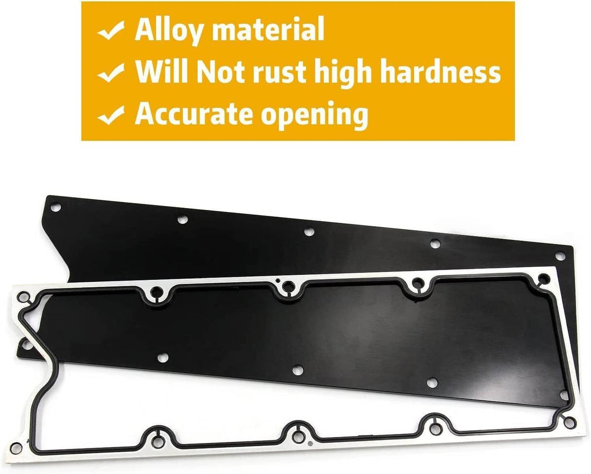 Black knock sensor delete cover plate with bolt holes and gasket outline