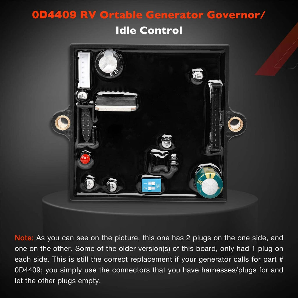 Black governor/idle control board with blue circuit module and silver adjustment knob