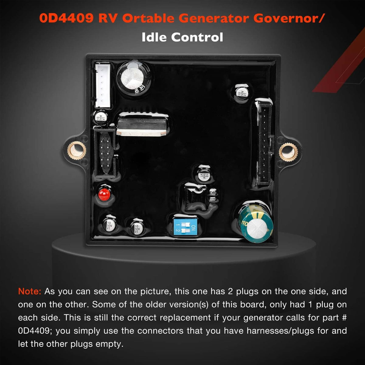 Black governor/idle control board with blue circuit module and silver adjustment knob