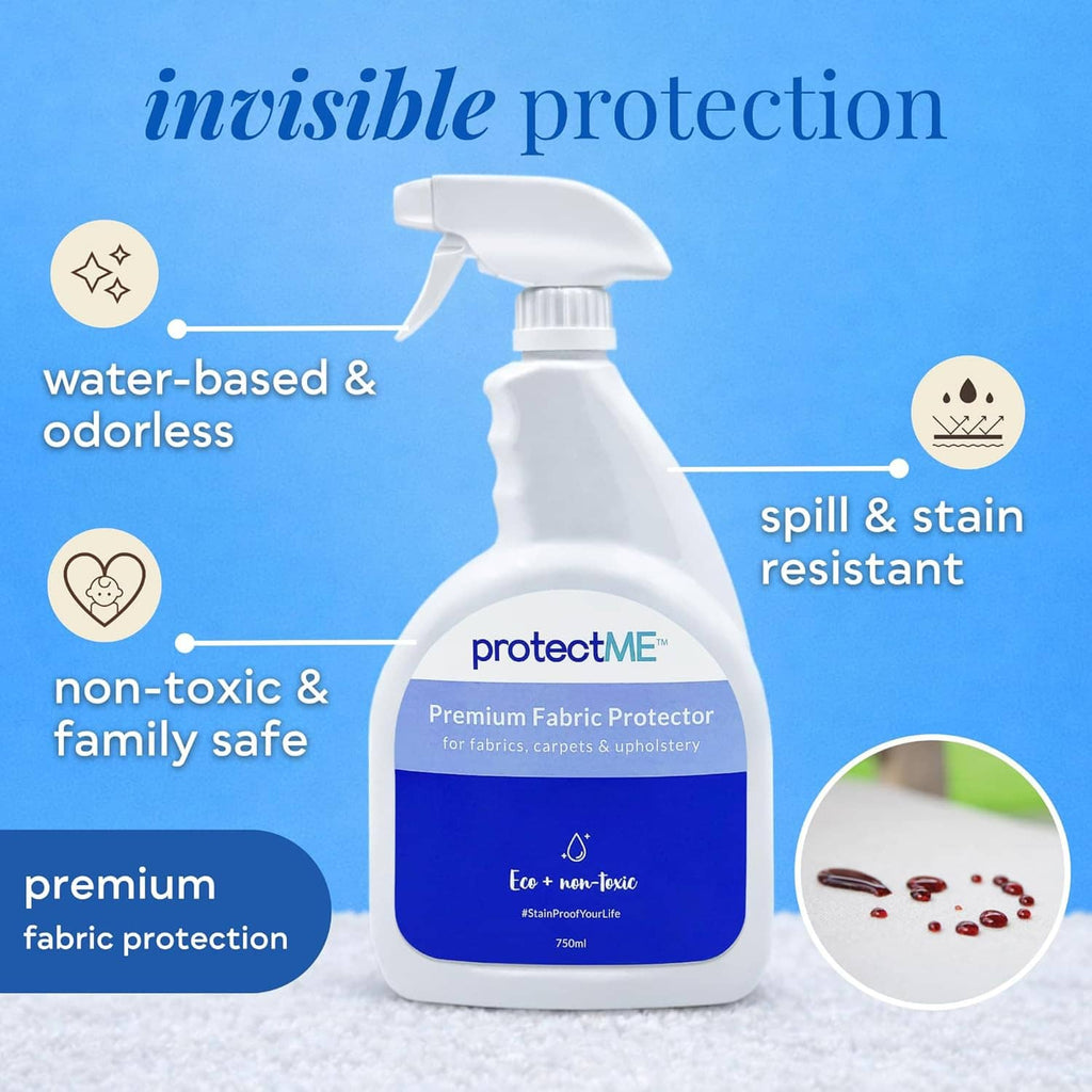 Fabric protector spray bottle with water-based, odorless, spill & stain resistant features