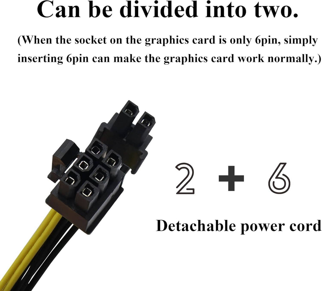 Detachable power adapter plug with PCIe 8-pin (6+2) connector and SATA 15-pin end