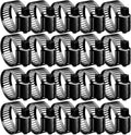 20-piece black hose clamp set with perforated stainless bands and screw buckles