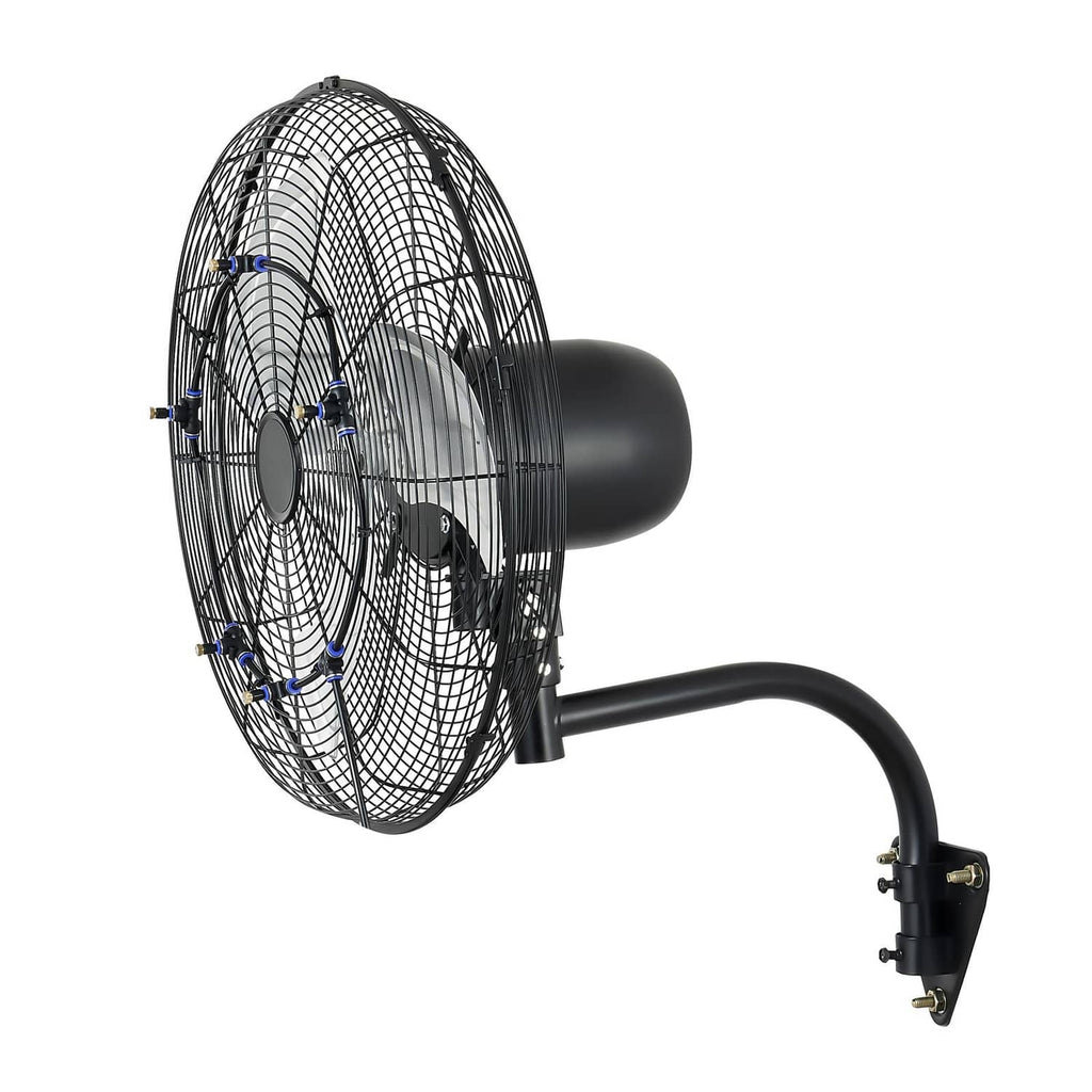Uimoso 20-inch wall fan with metal grille and wall-mount bracket, side view