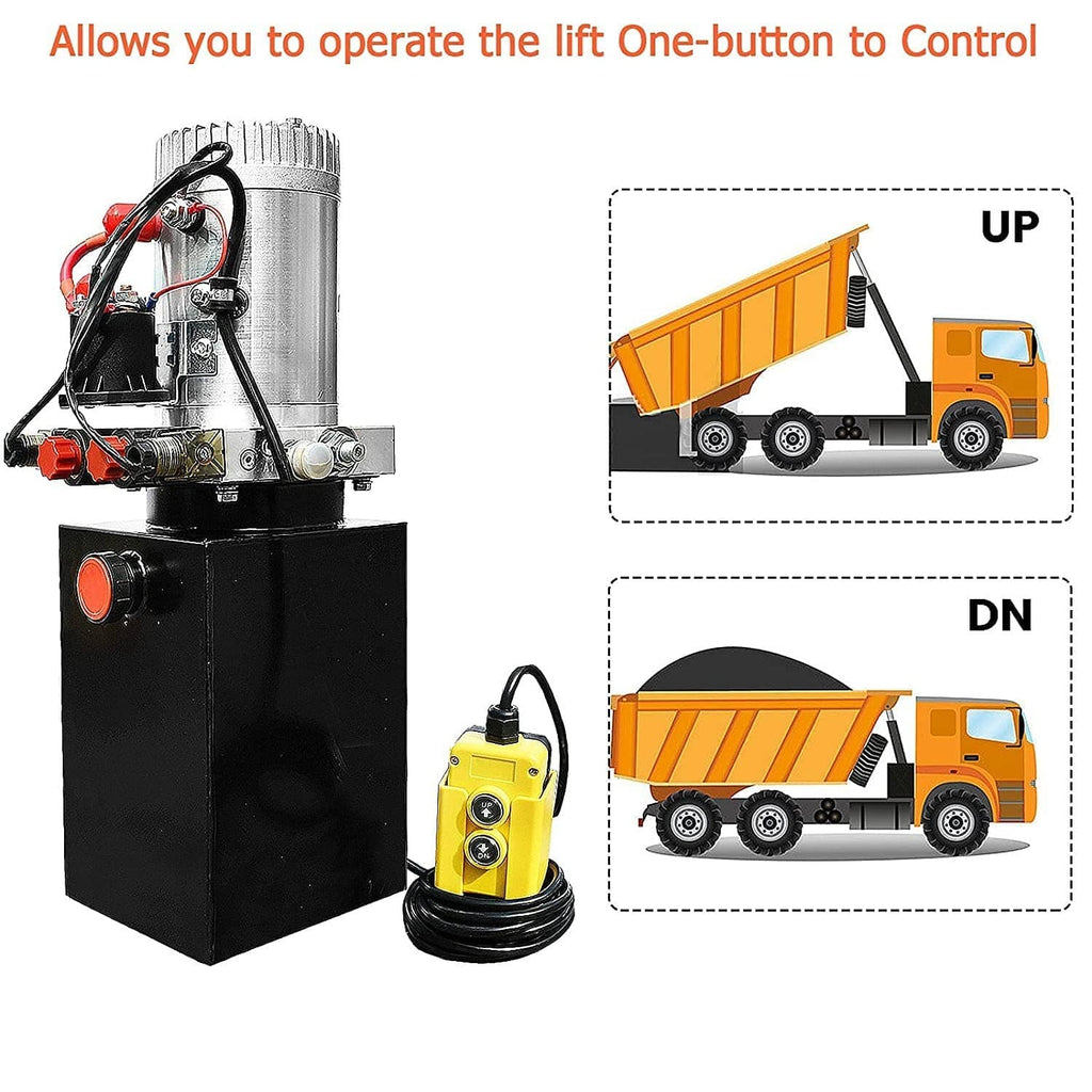 Yellow remote control switch with black cable, used to control UP and DN functions