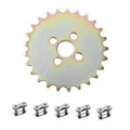 25-tooth 420 front sprocket replacement with mounting holes, rainbow zinc finish