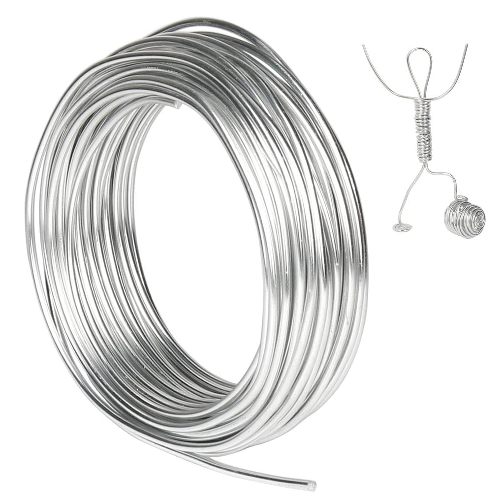 Silver aluminum craft wire coil, bendable 9-gauge wire roll, 3mm thickness