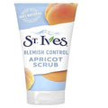 Apricot facial scrub tube with blue cap and St Ives Blemish Control branding
