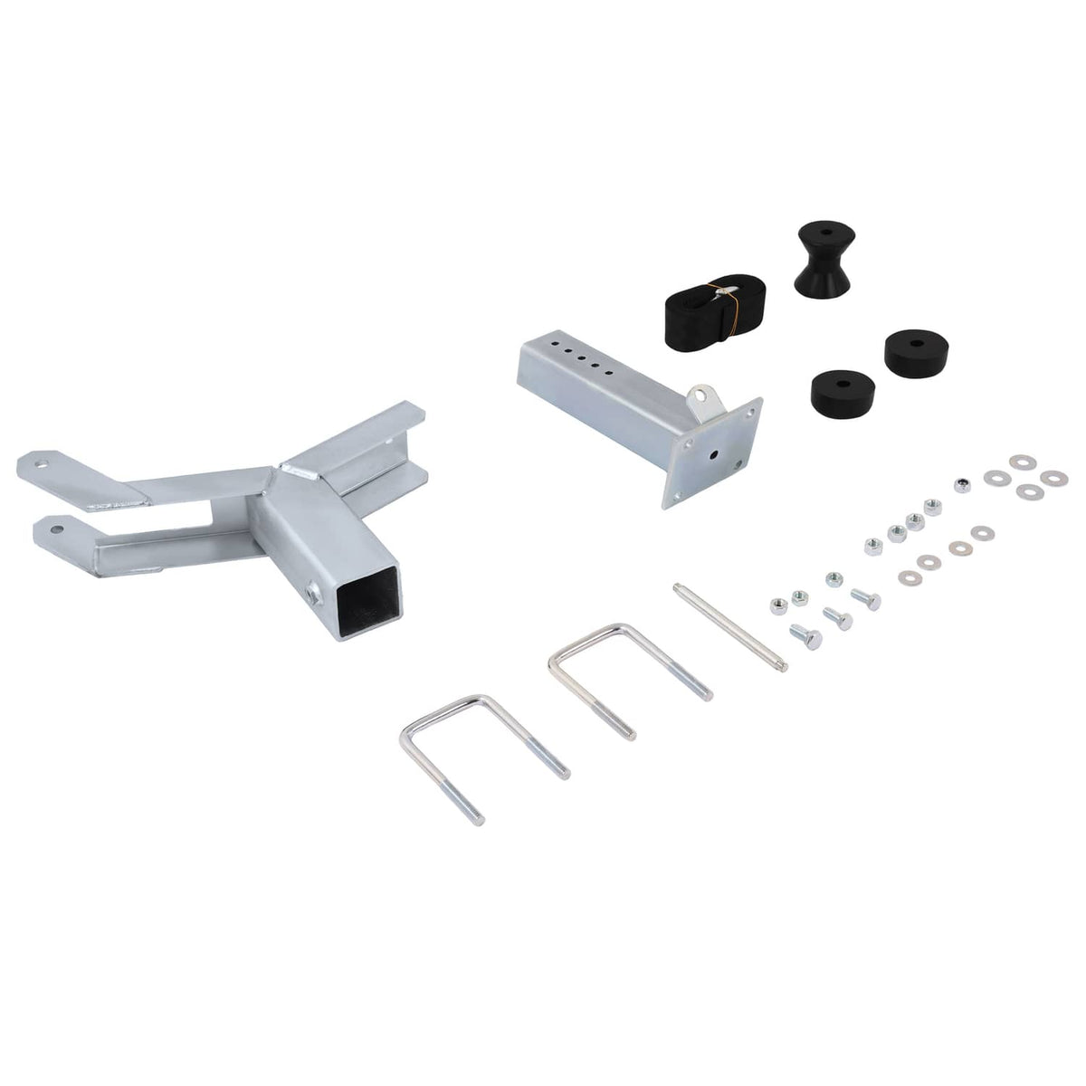 Winch stand hardware kit: roller, brackets, bolts, washers, and mounting pins