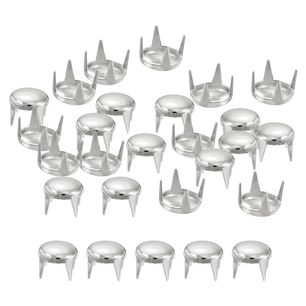 5mm silver round dome stud beads with metal claw prongs, shiny set of 200