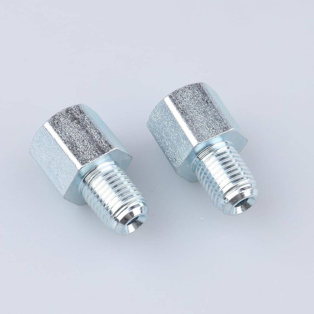 Brake line thread adapter pair with silver hex ends and detailed threaded sections