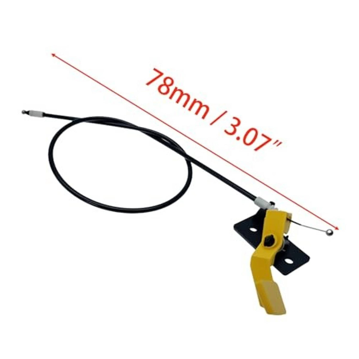 Hood latch release cable kit with length cable and yellow/black latch end