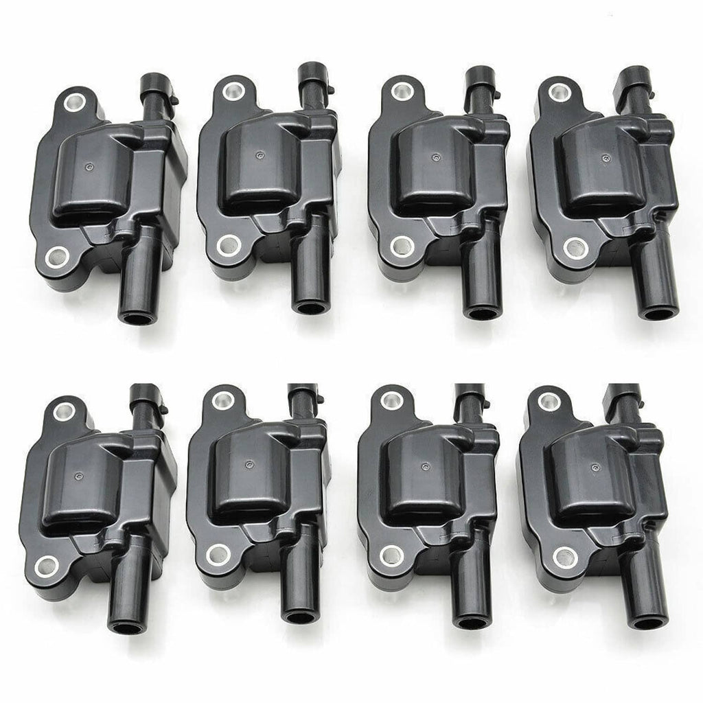 Multiple black ignition coils with mounting bases and connector stems