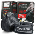 Pack of two 700c 35–38c bicycle inner tubes with 48mm Schrader valve, black rubber