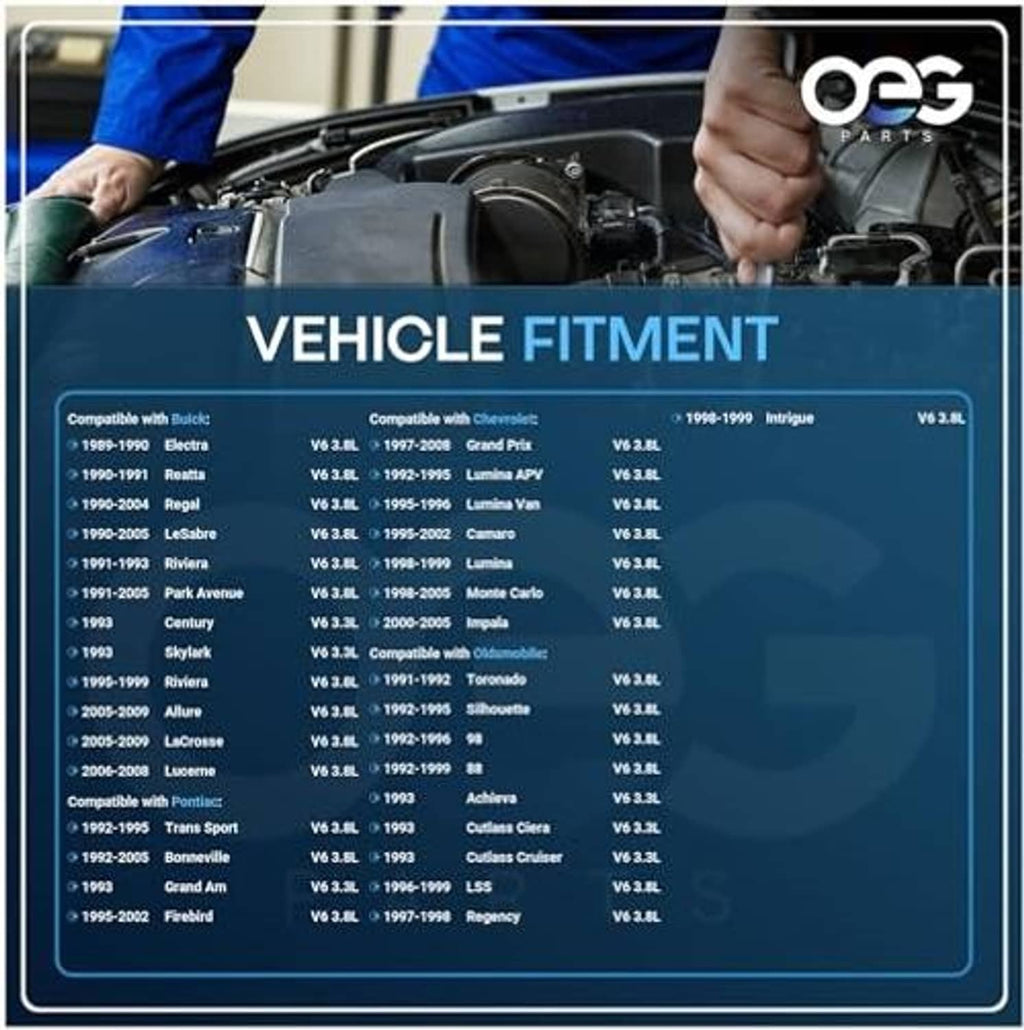 OEG Parts vehicle fitment chart graphic for compatible V6 models