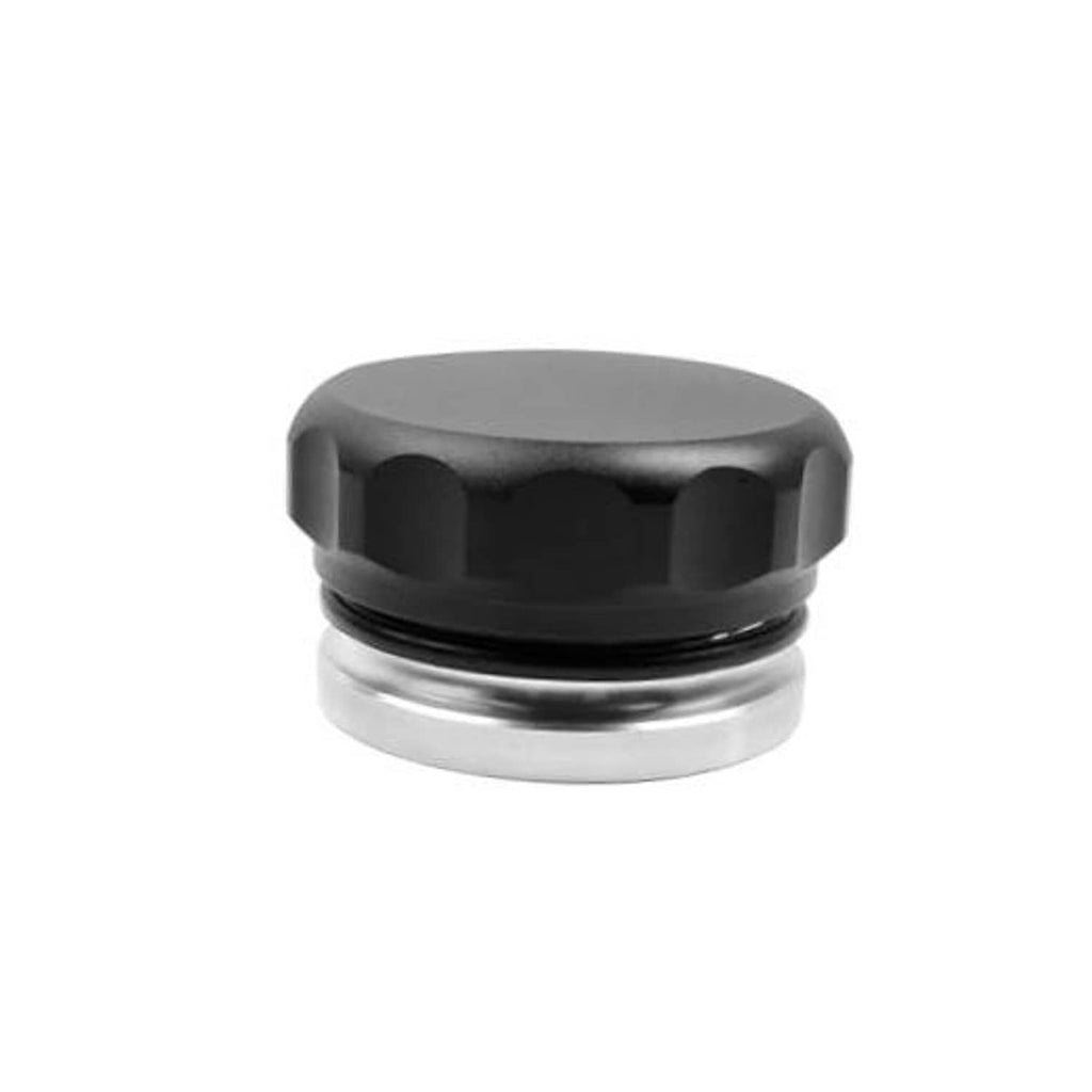 2 in fuel filler neck cap with black top and silver metal base ring