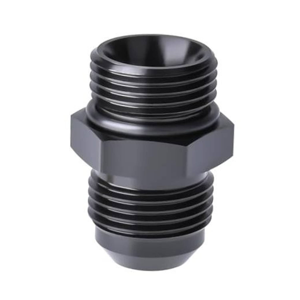 Black 10AN flare-to-10AN ORB adapter fitting with male threads