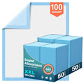 Disposable bed pads by AAY, blue underpads, 30" x 36"; 100-count pack