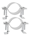 Adjustable 4-inch B-vent wall pipe brackets with split-ring clamps and steel supports