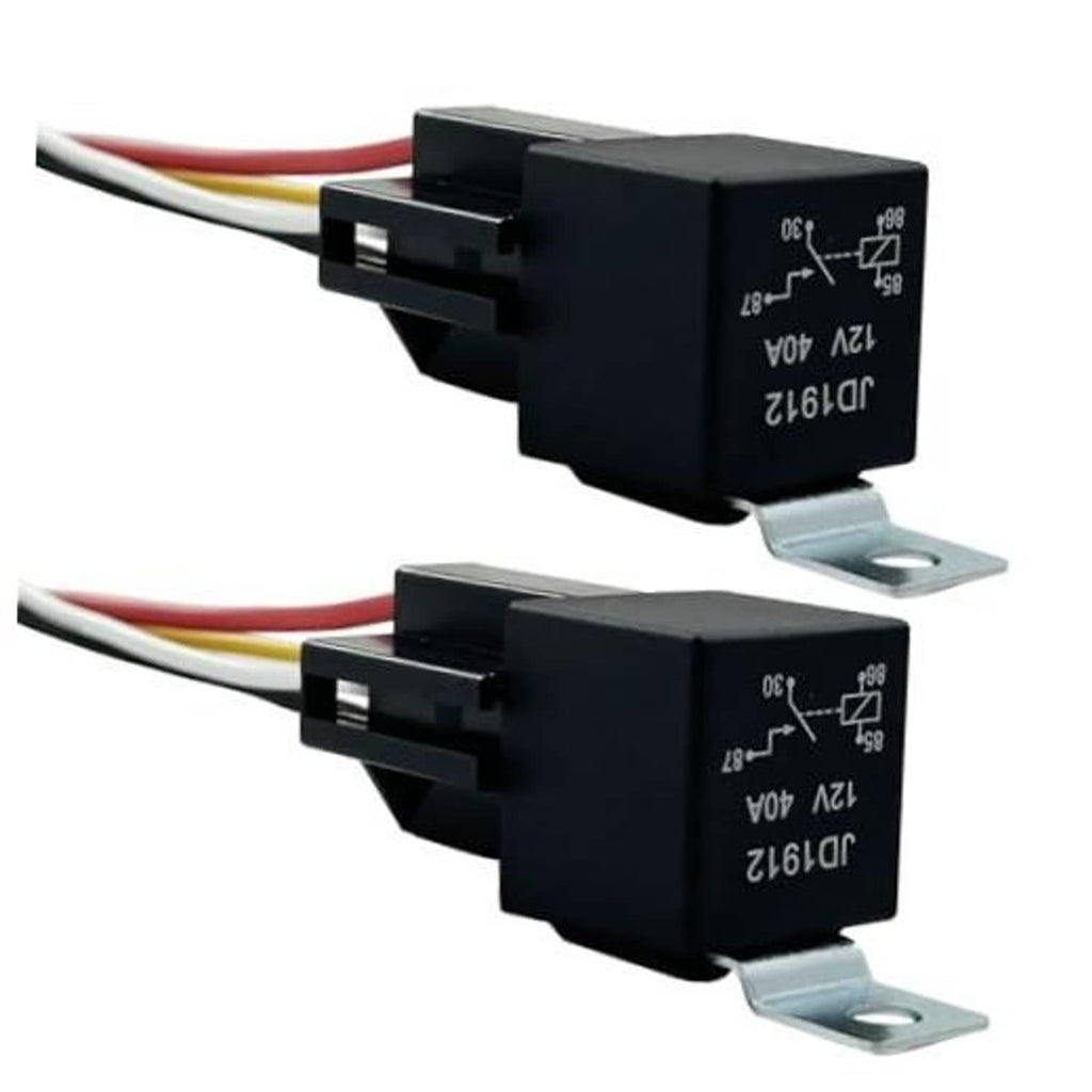 4-pin relay with wire harness and metal mounting bracket, black housing