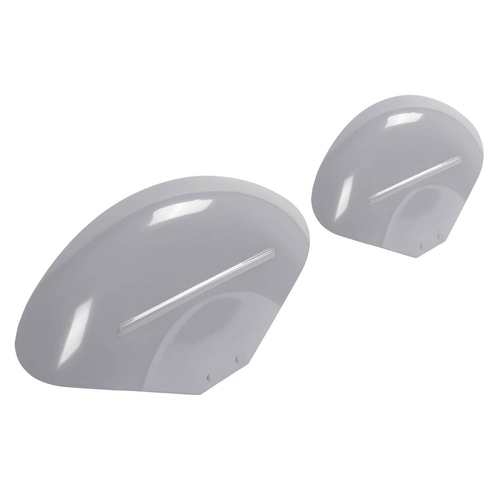 Gray curved fender skin panels with two long horizontal slot details