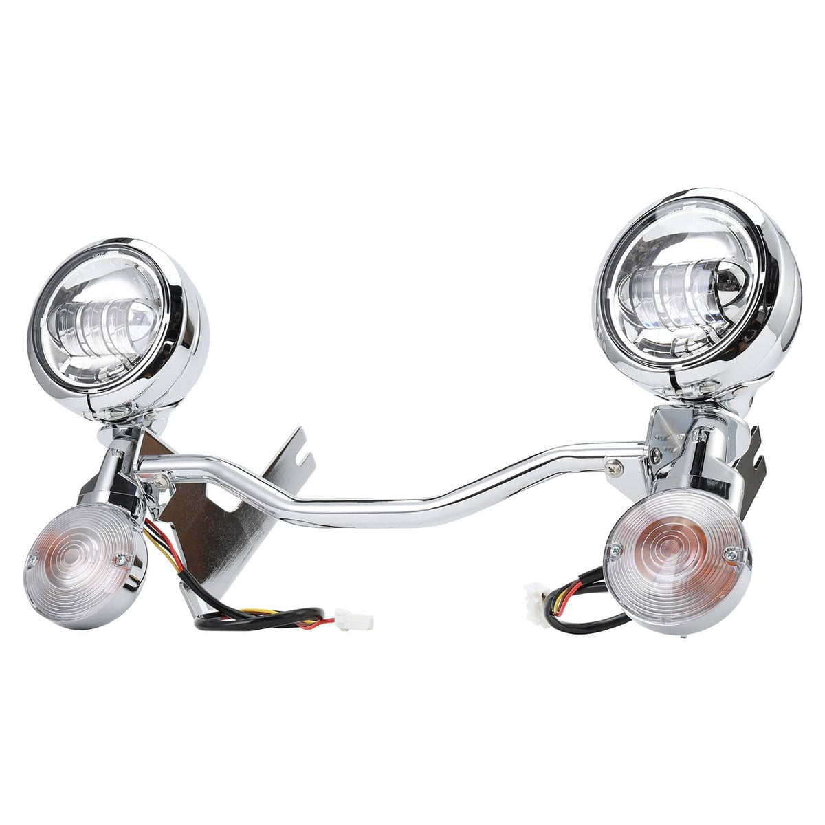 Chrome LED spot passing lights bar with amber turn signal lamps and cables