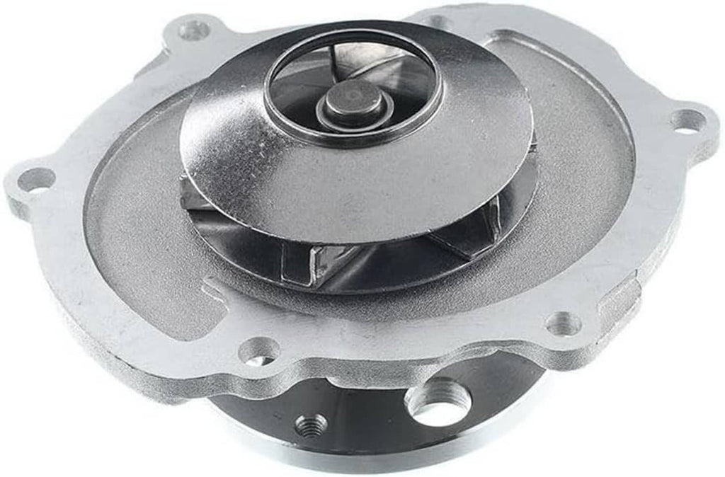 Automotive water pump with metal impeller housing and black inlet seal insert
