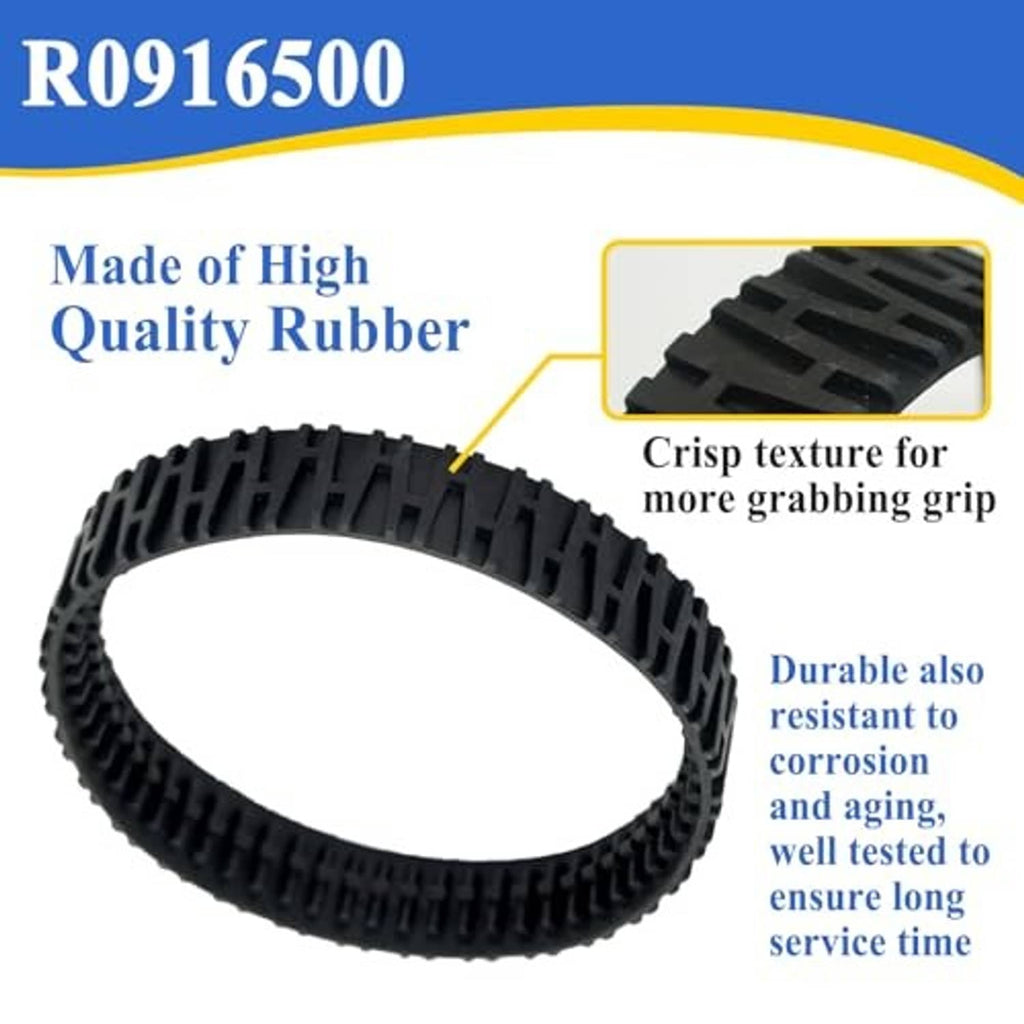 Black rubber pool cleaner track belt with crisp tread and side lugs