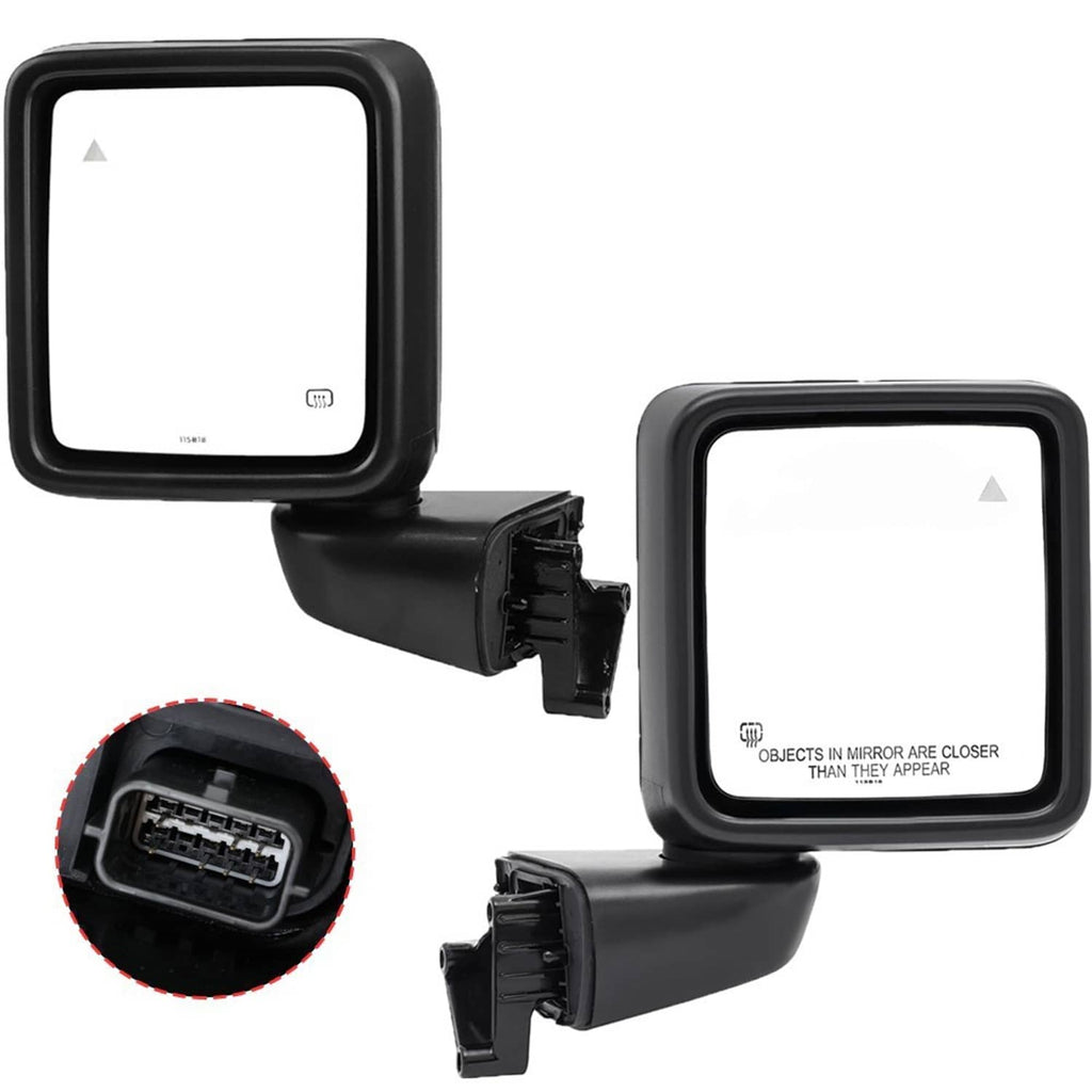 Black blind spot mirrors set with visible rear connector and mounting base