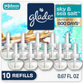 Air freshener plug-in refills pack with 10 white cartridges and teal sky & sea label