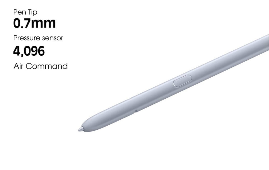 Light silver S Pen replacement stylus with fine pointed tip and side control button