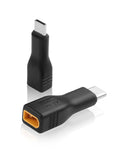 USB-C to XT30 adapter with USB-C male plug and XT30 male connector, black
