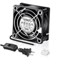 Square 60mm EC axial cooling fan with metal guard and 2-pin power lead