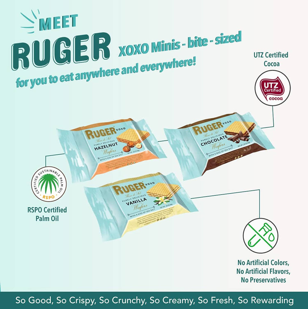 RUGER XOXO mini wafers assorted in three wrapped packets