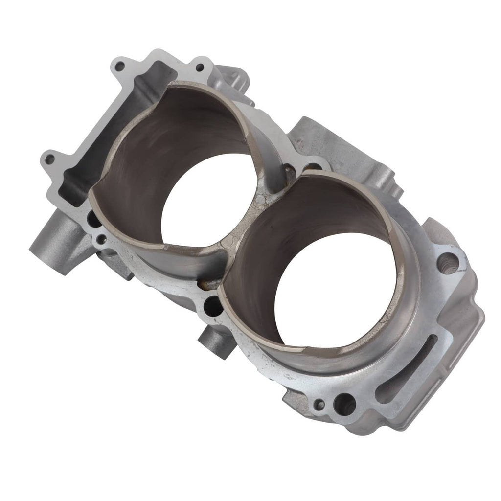 Aluminum cylinder block with two open cylinder bores and mounting tabs