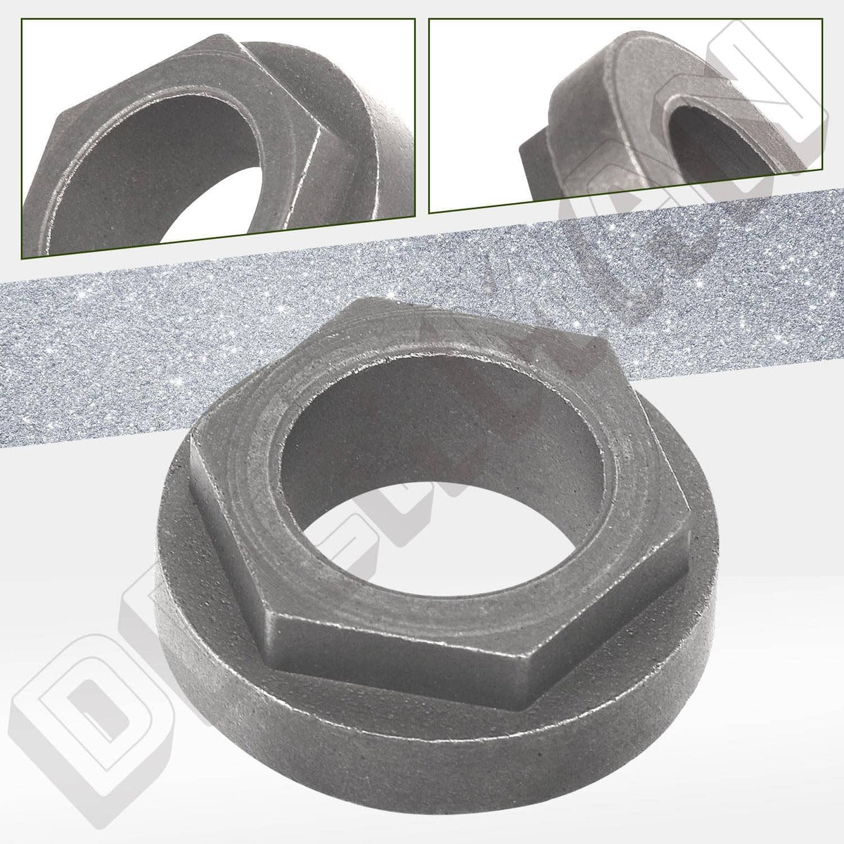 Steering shaft bushing, dark gray hex collar with circular bore