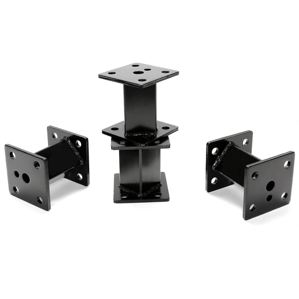 4 in block lift kit components: black lift block with top plate and two brackets