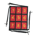 Numbered strike zone target hole net with red squares and black frame, adjustable straps
