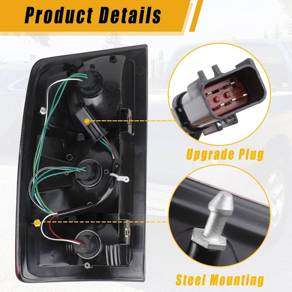 Rear tail light housing with wiring harness and connector plug detail