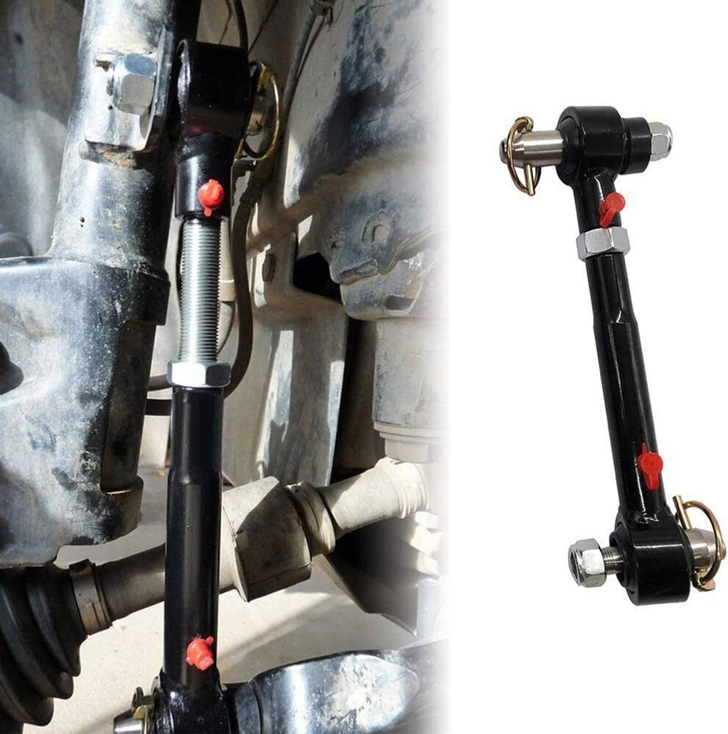 Vehicle-installed sway bar link with black body and silver mounting hardware