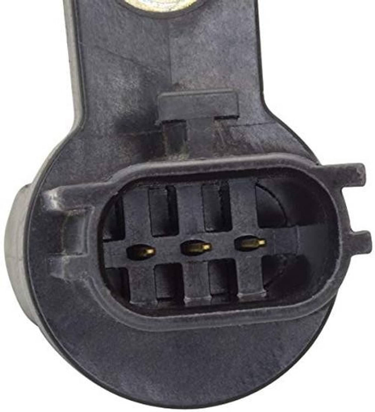 Engine crankshaft position sensor socket face with 5 gold pin contacts in black housing