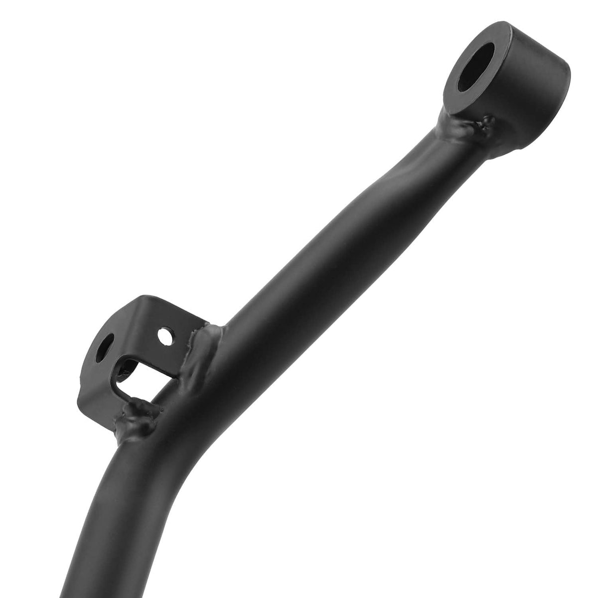 Black curved mounting arm with end bushing and mounting bracket plate