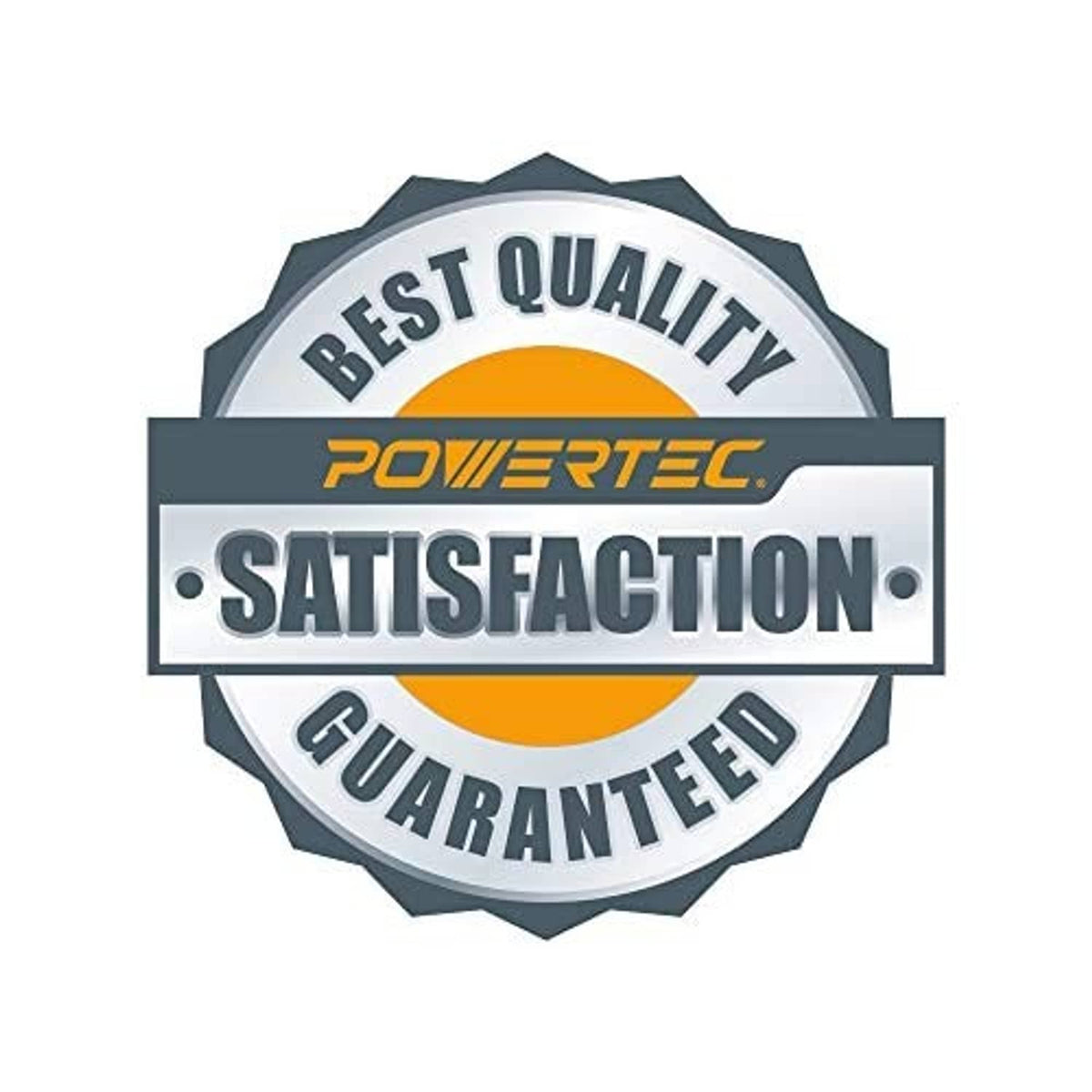 Powertec satisfaction guaranteed badge emblem