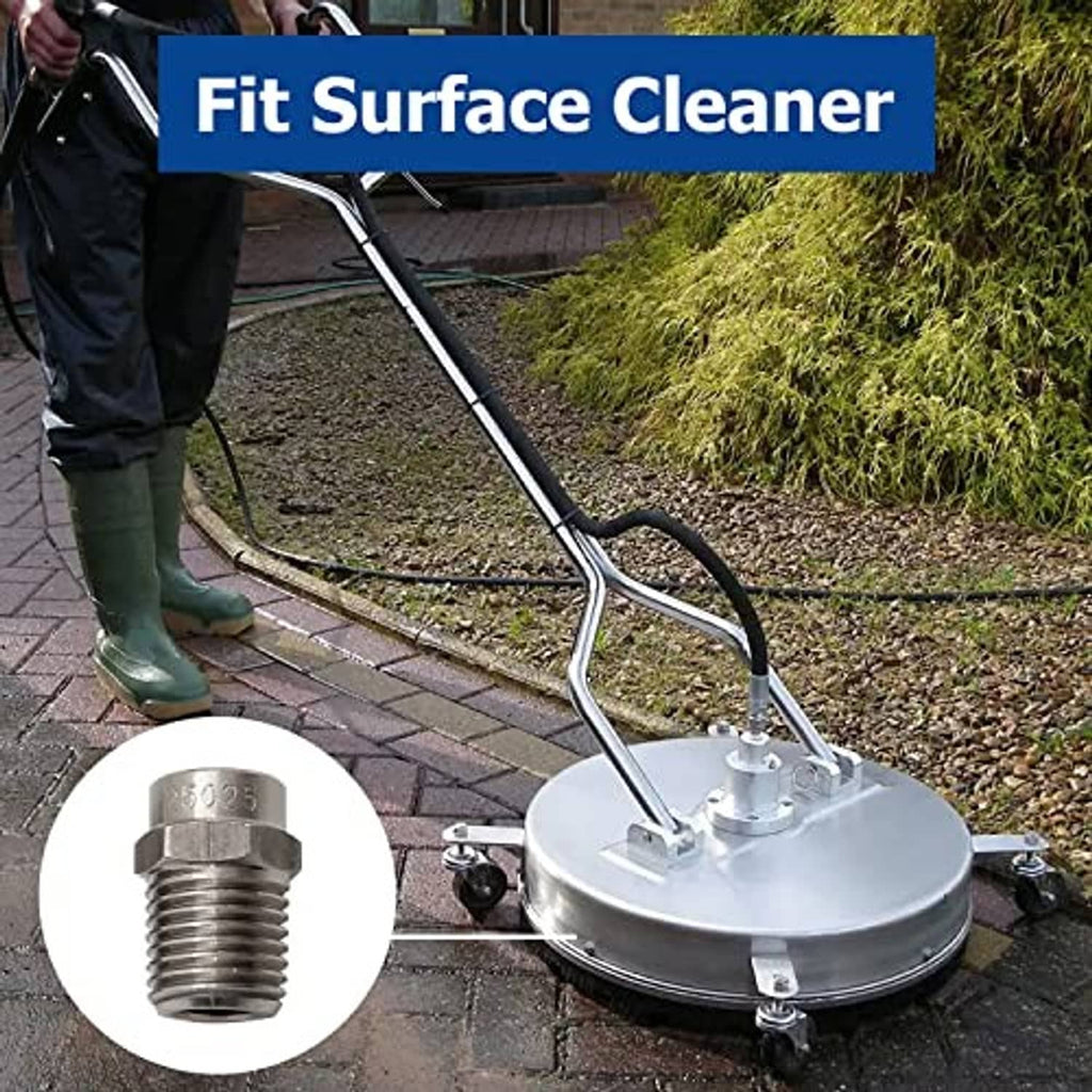 Nozzle tip on a surface cleaner wand assembly for pressure washing surfaces