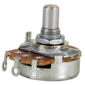 10K audio taper potentiometer with metal body and threaded 1/4 inch shaft, solder lugs