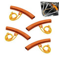 Orange curved tire rim protector set with 4 pieces and yellow securing ropes