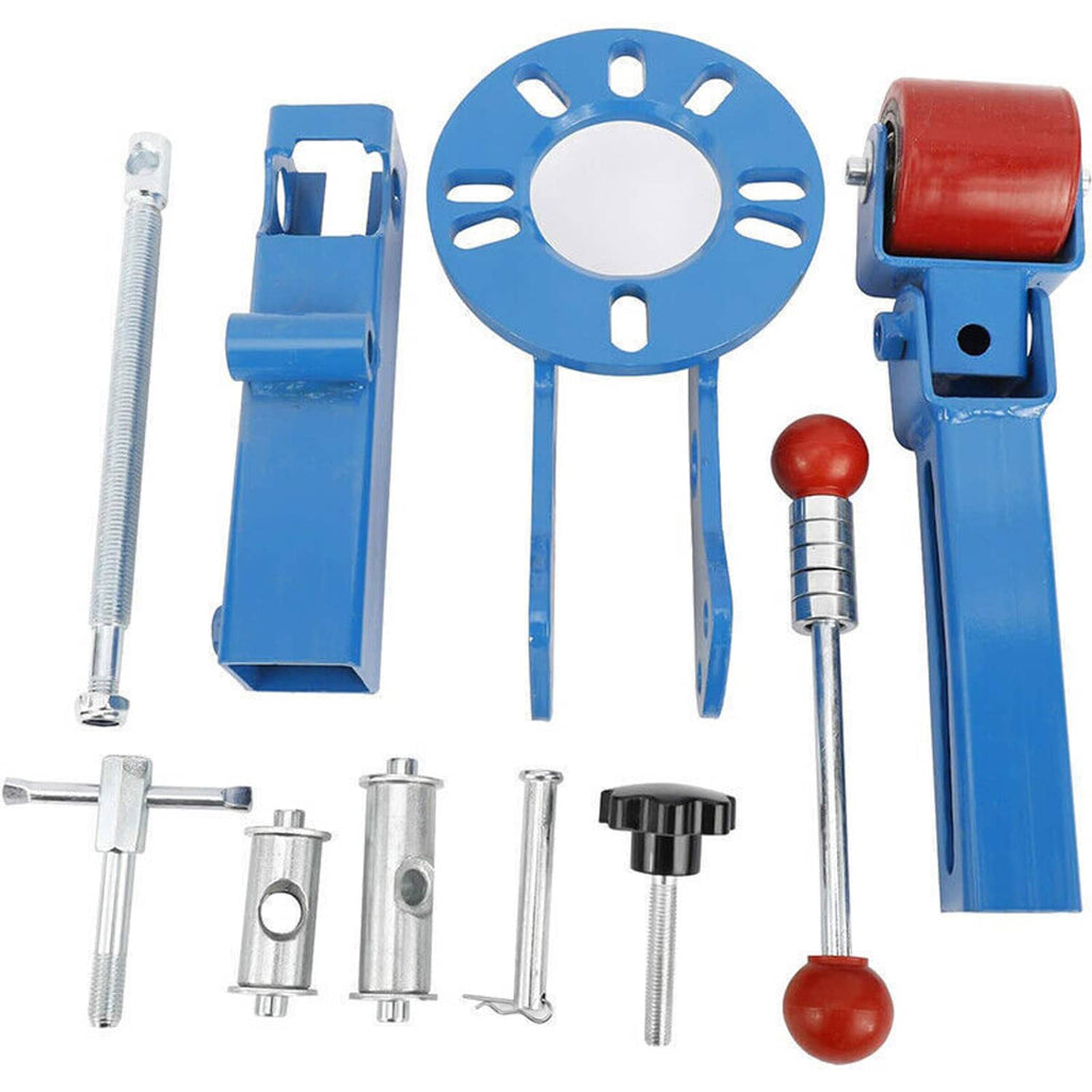Blue wheel arch roller tool kit with red roller and mounting accessories