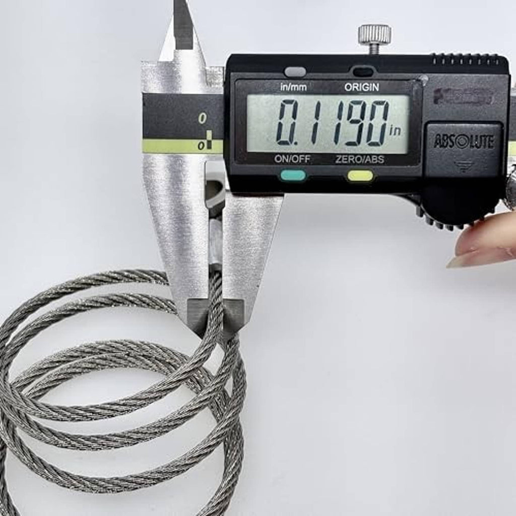 Braided steel hood release cable length check with digital caliper and coiled wire