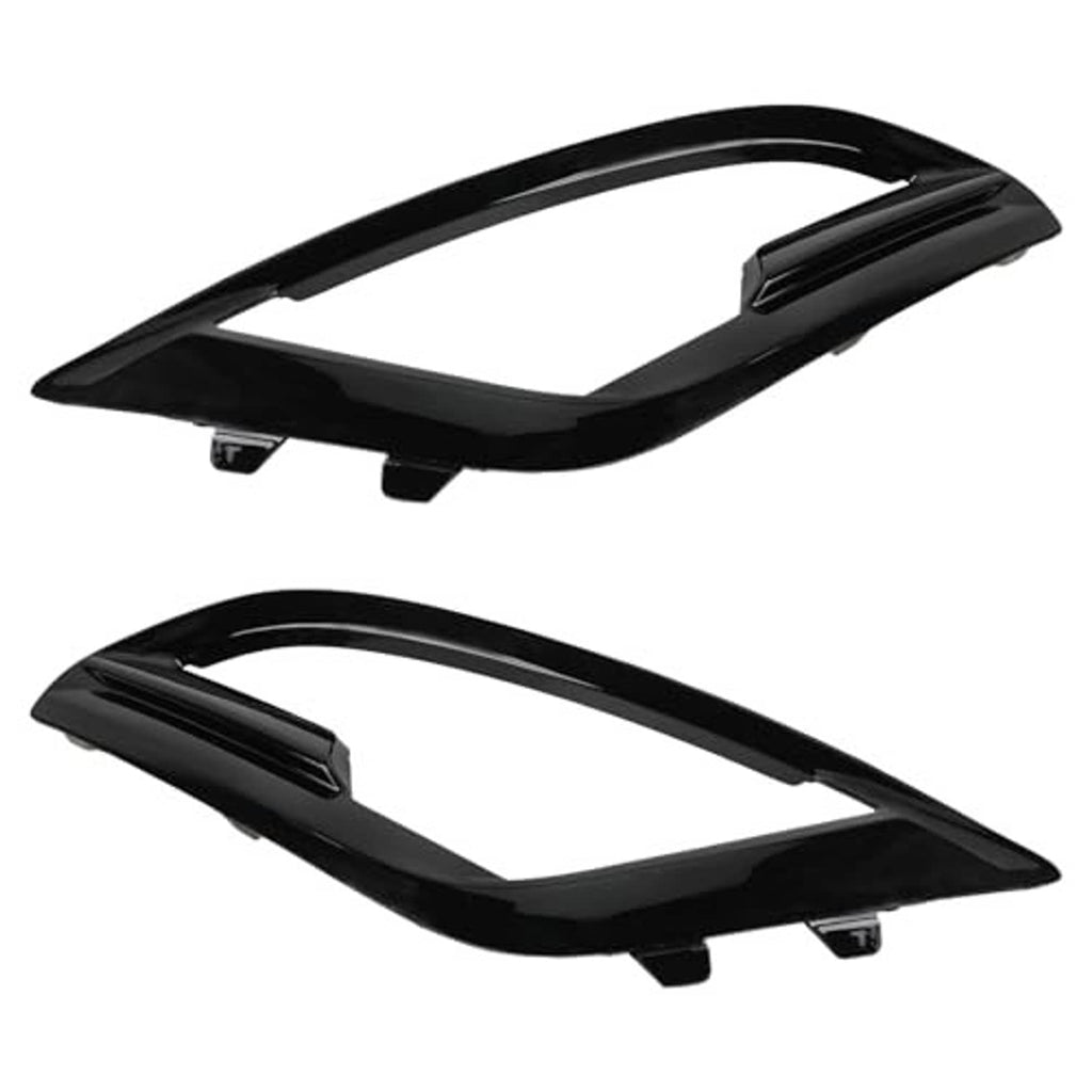 Pair of front fog light bezel covers, black, curved design with small mounting brackets