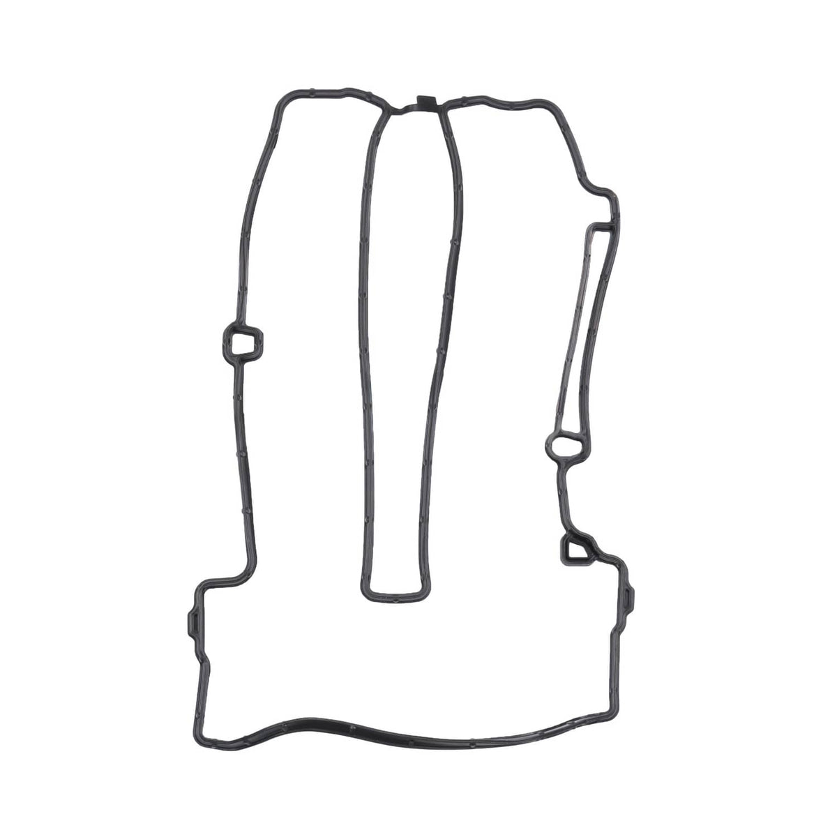 Valve cover gasket sheet in black, cutout outline with sealing ribs
