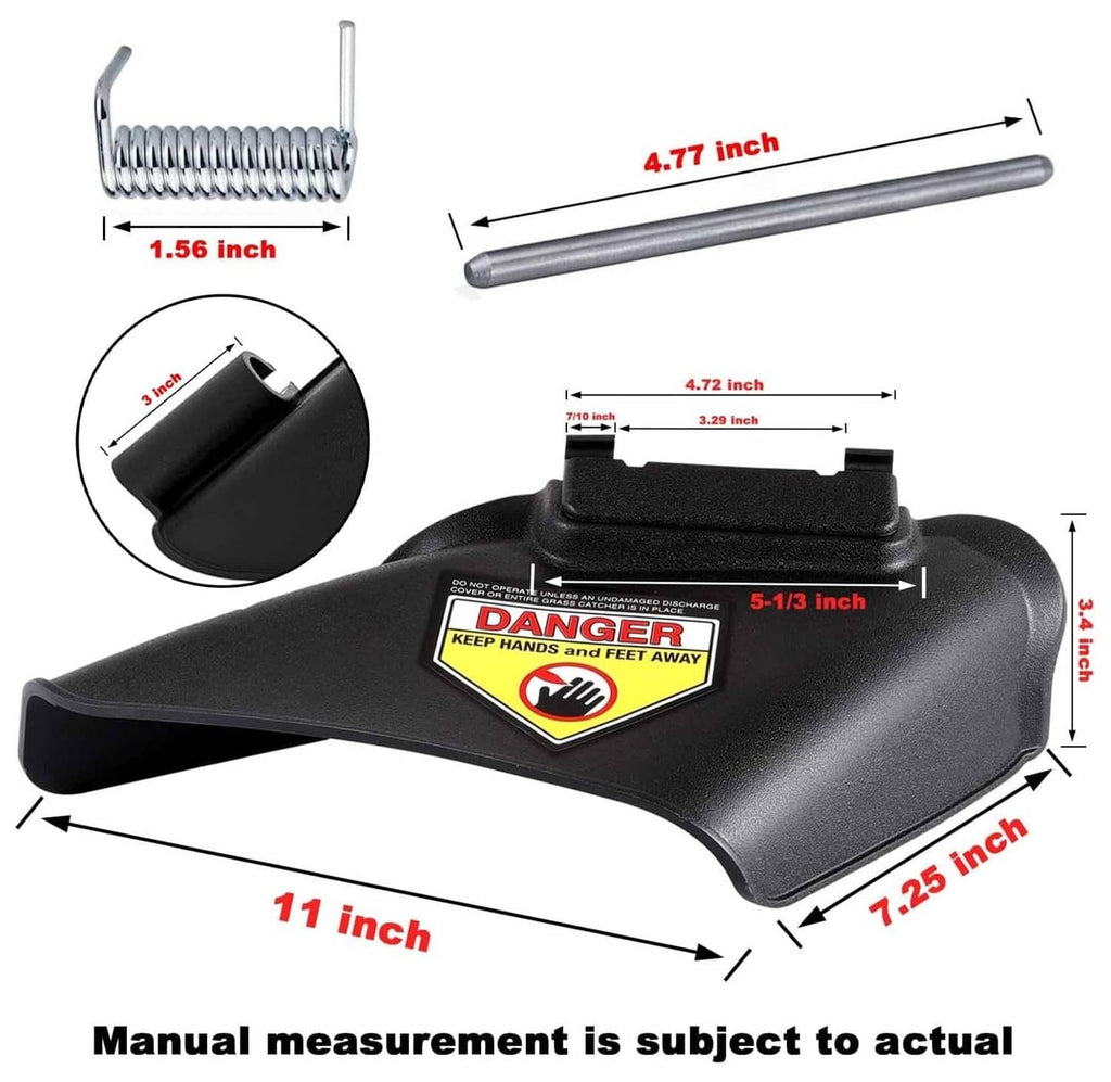 Black side discharge chute with metal rod and spring